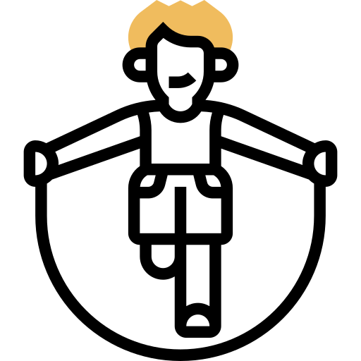 man with yellow hair jumping rope